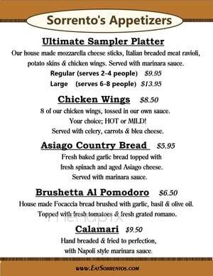 Sorrento's Food & Spirits - Flushing, MI menu_pic