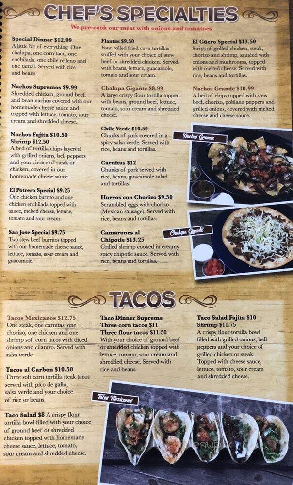 El Potrero Mexican Restaurant - Flint, MI menu_pic