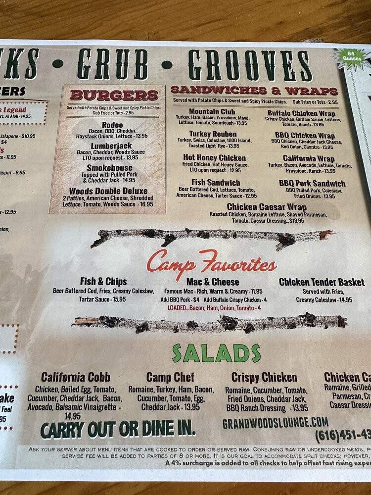 Woods Lounge - Grand Rapids, MI menu_pic