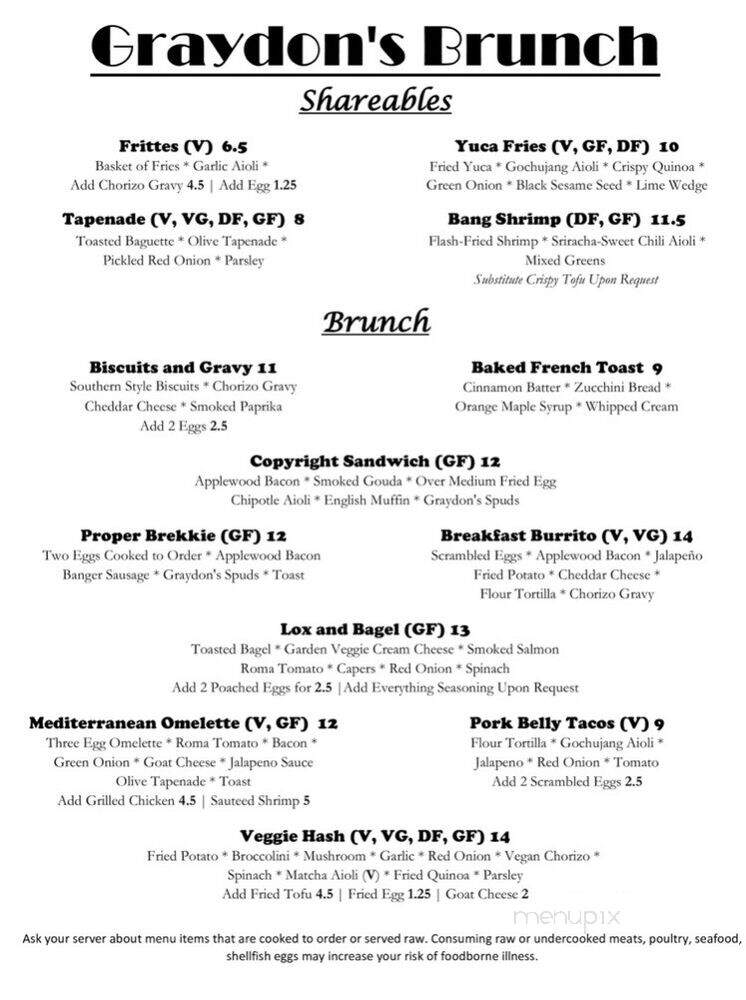 Graydon's Crossing - Grand Rapids, MI menu_pic