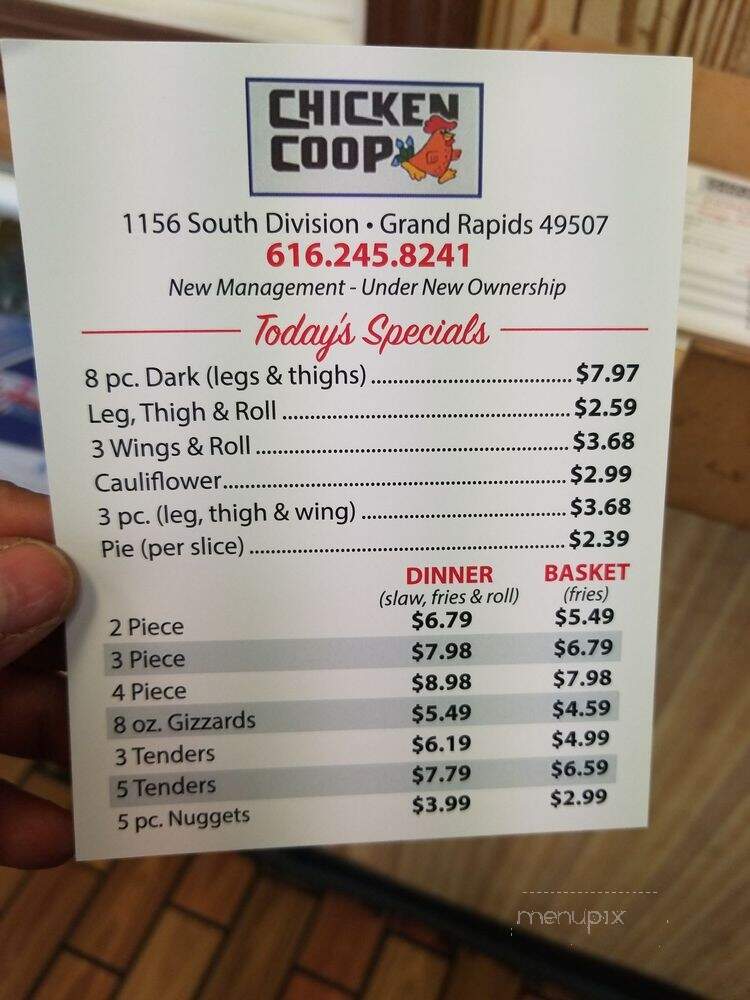 Chicken Coop - Grand Rapids, MI menu_pic