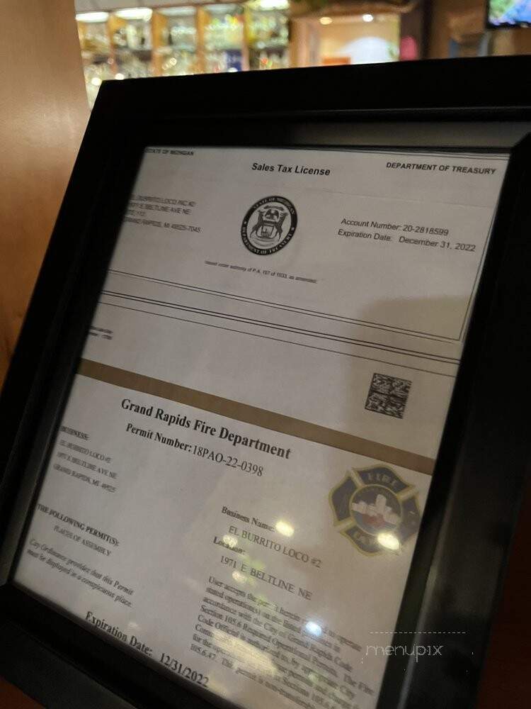 El Burrito Loco - Grand Rapids, MI menu_pic