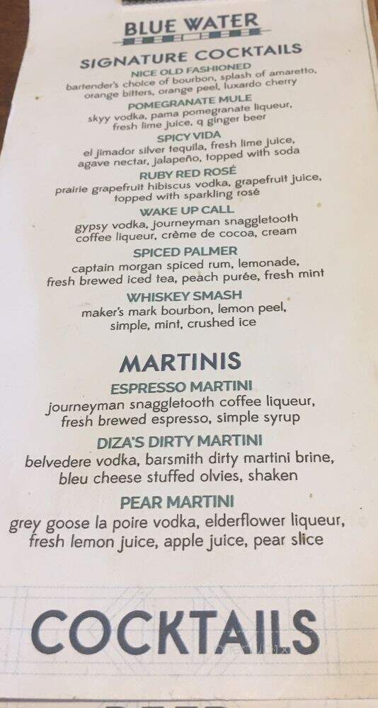 Blue Water Grill - Grand Rapids, MI menu_pic