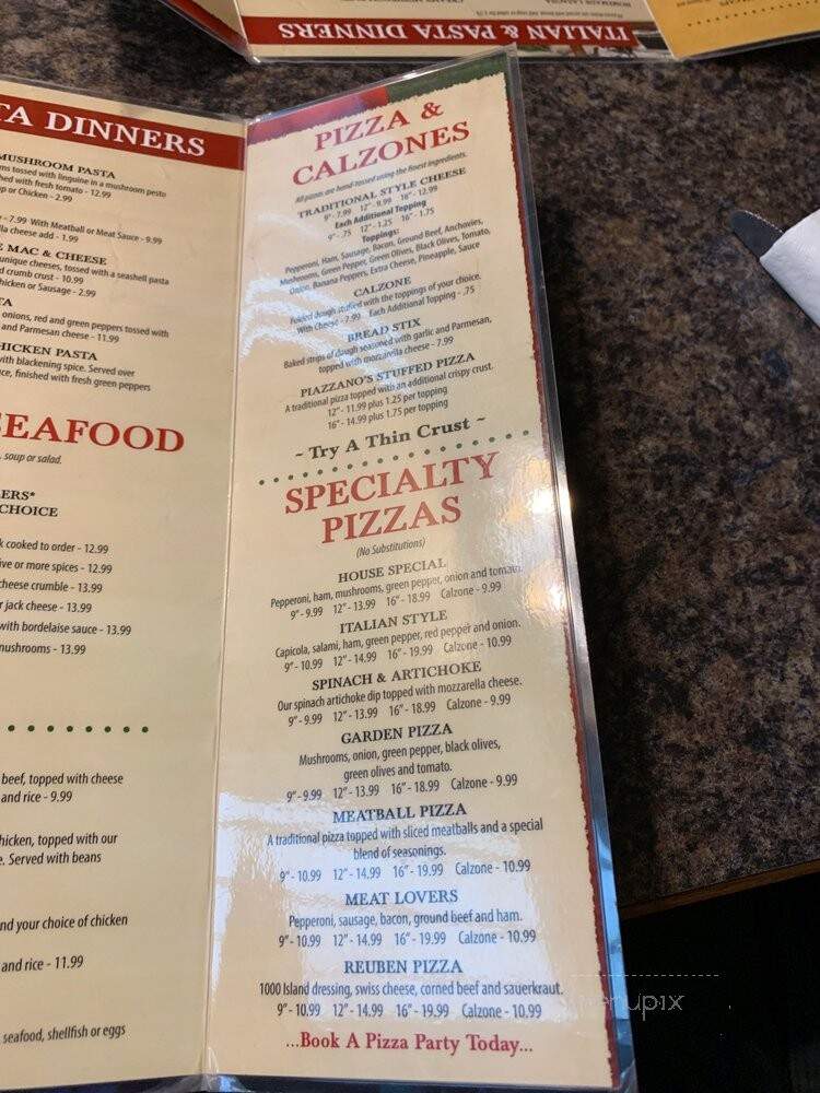 Piazzano's - Lansing, MI menu_pic