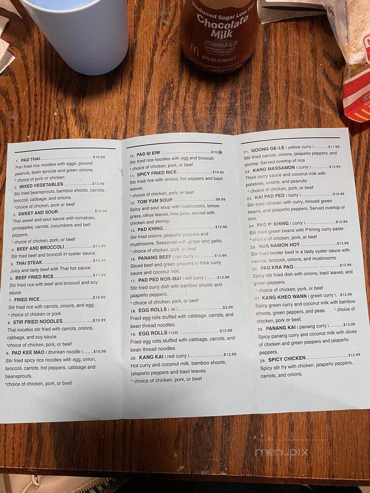 Thailand Ty Food Take Out - Lansing, MI menu_pic