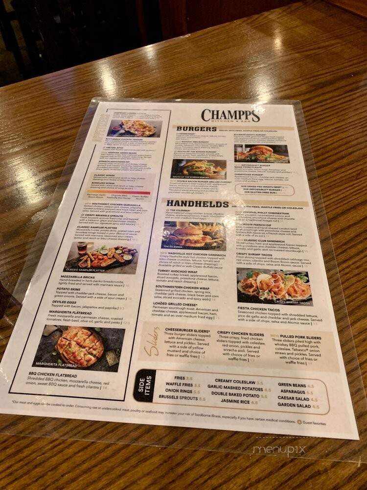 Champps Restaurant & Bar - Lansing, MI menu_pic