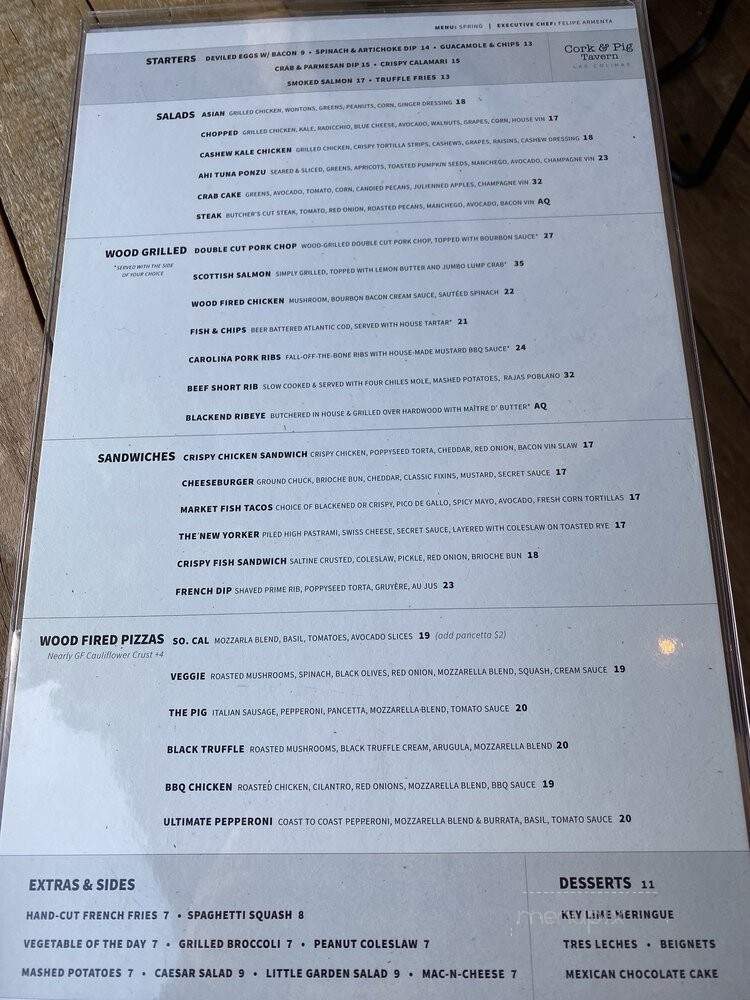Cork & Dock Restaurant - Winnipeg, MB menu_pic