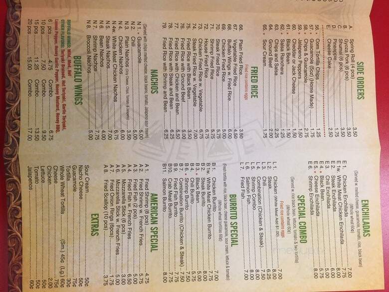 Sunny Restaurant - Orono, ON menu_pic