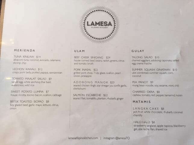 Lamarra - Toronto, ON menu_pic