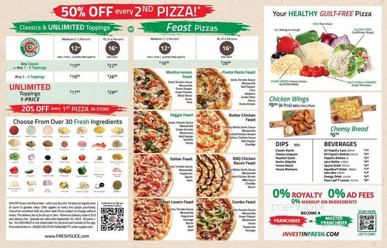 Fresh Slice Pizza - Vancouver, BC menu_pic