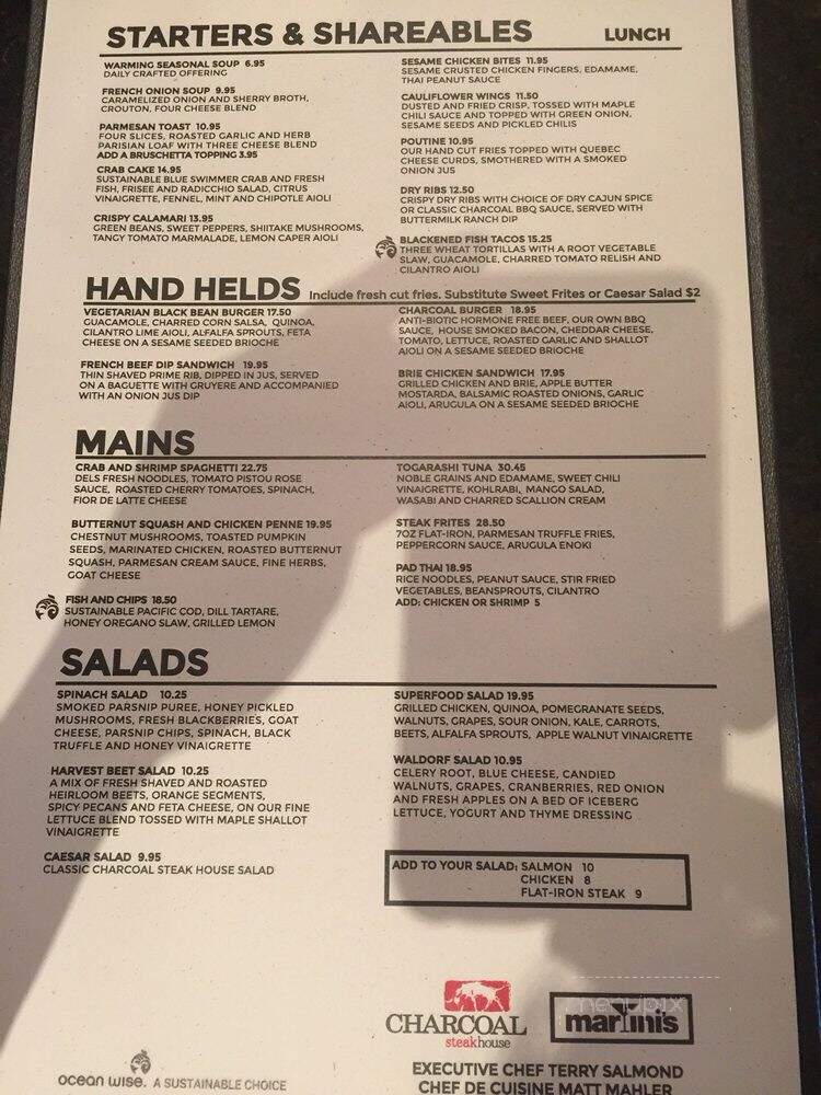 Charcoal Steakhouse - Kitchener, ON menu_pic