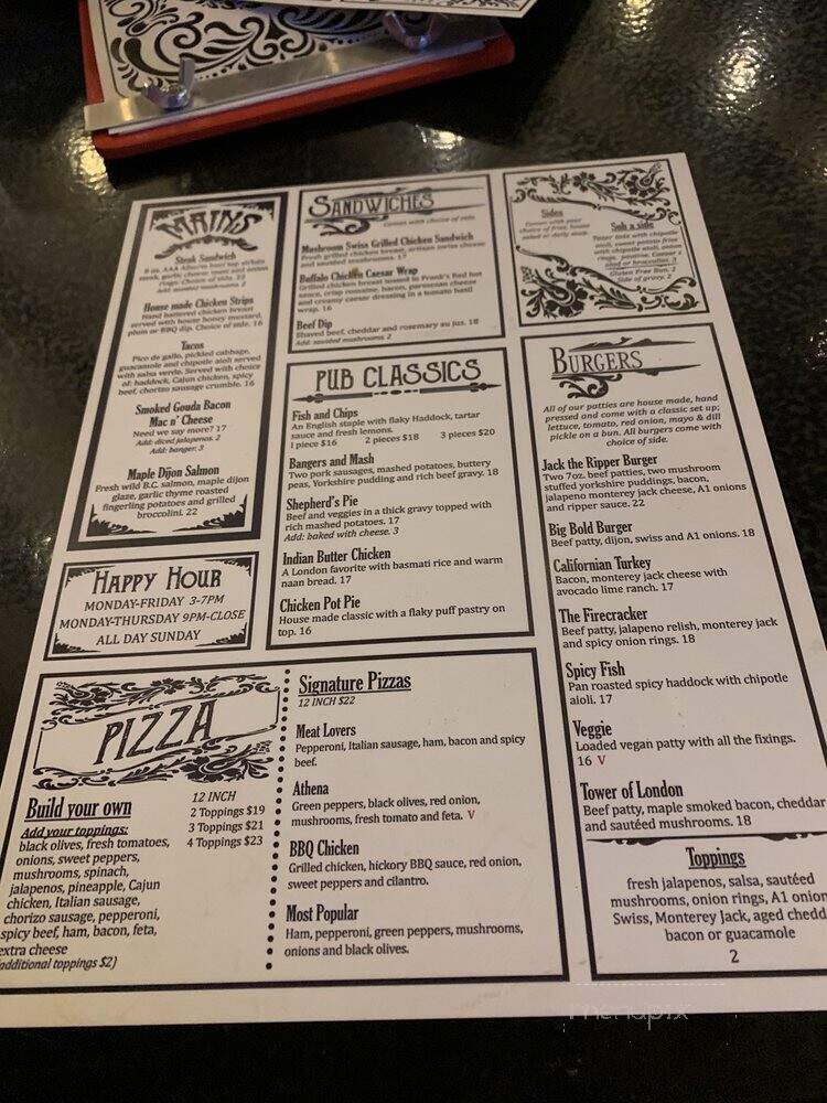 The Sherlock Holmes Pub - Edmonton, AB menu_pic