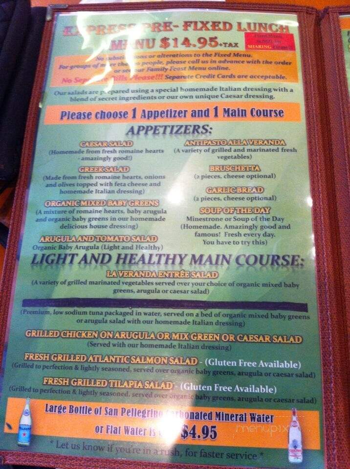 La Veranda Osteria - Toronto, ON menu_pic