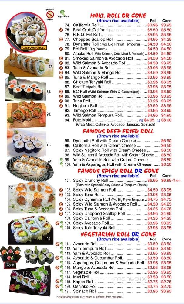 Downtown Sushi Bar Japanese - Vancouver, BC menu_pic