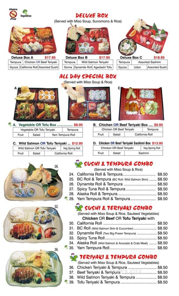 Downtown Sushi Bar Japanese - Vancouver, BC menu_pic
