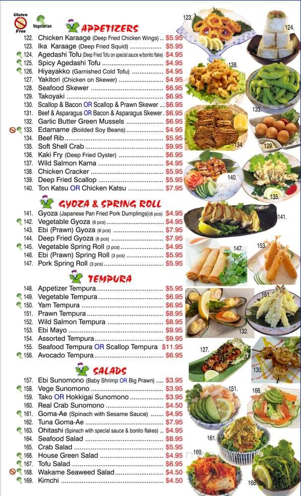 Downtown Sushi Bar Japanese - Vancouver, BC menu_pic