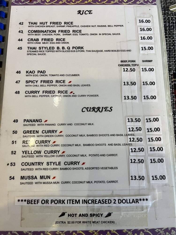 Quality Thai Hut - Rothesay, NB menu_pic