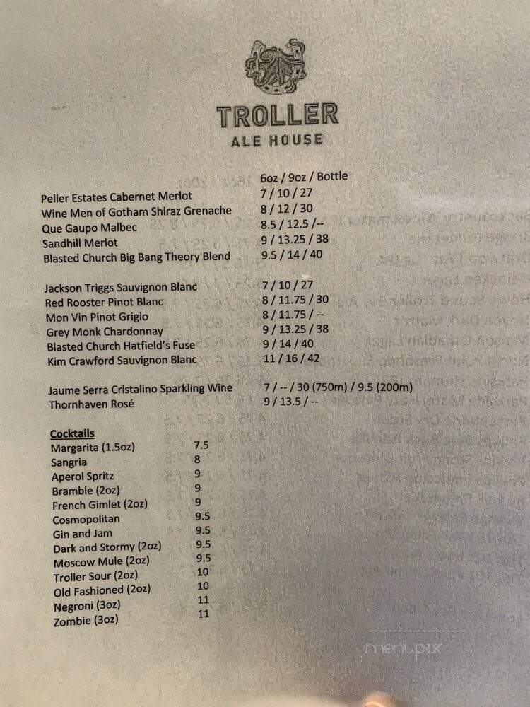 The Troller Pub - West Vancouver, BC menu_pic