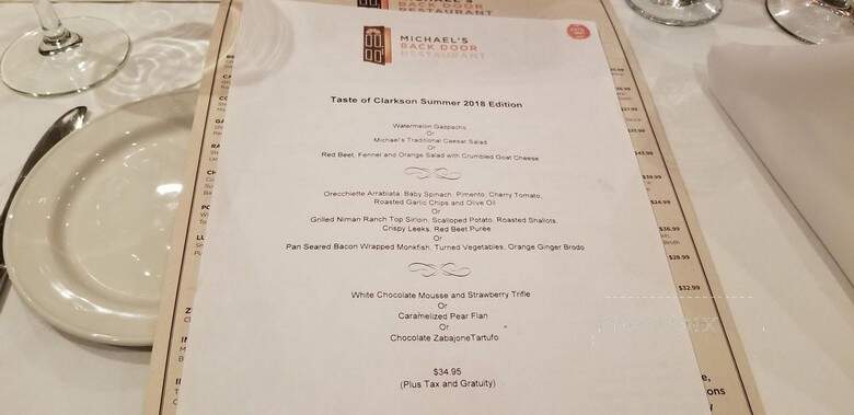 Michael's Back Door Restaurant - Mississauga, ON menu_pic