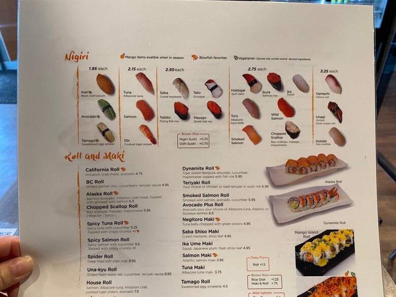 Blowfish Sushi & Japanese Food - Vancouver, BC menu_pic