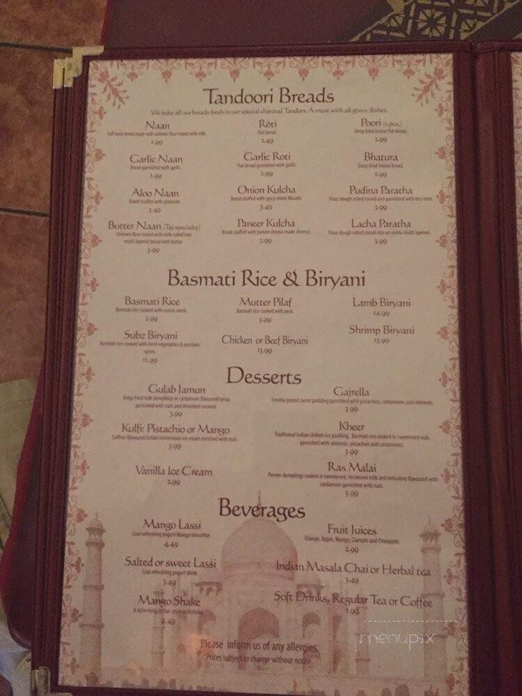 Tajmahal Flavor of India - Moncton, NB menu_pic