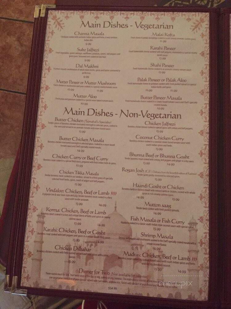 Tajmahal Flavor of India - Moncton, NB menu_pic
