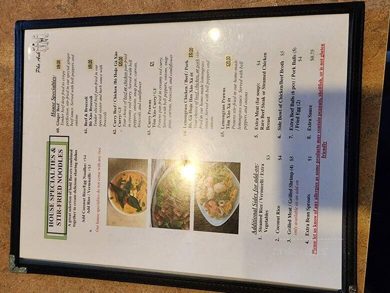 Pho Anh Vietnamese Cuisine - Edmonton, AB menu_pic