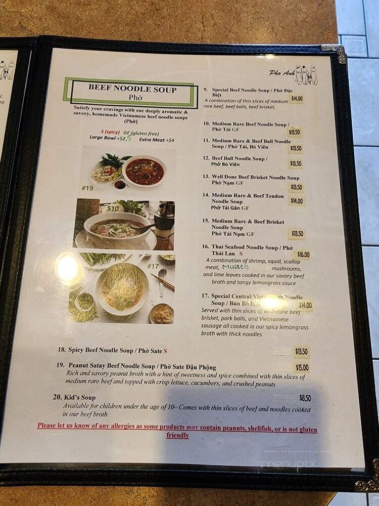 Pho Anh Vietnamese Cuisine - Edmonton, AB menu_pic