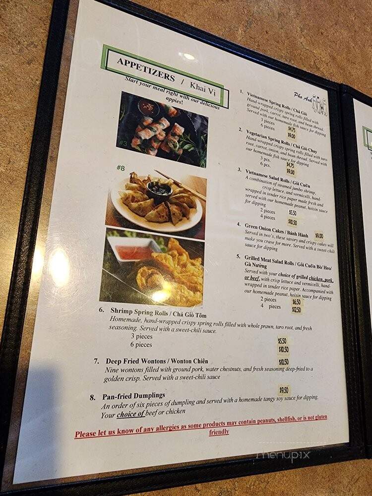 Pho Anh Vietnamese Cuisine - Edmonton, AB menu_pic