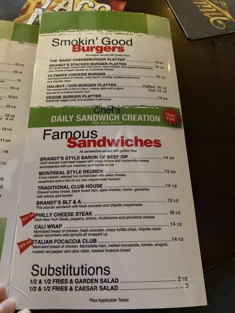 Brandts Creek Neighborhood Pub - Kelowna, BC menu_pic