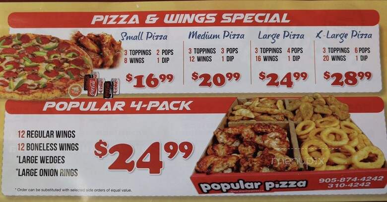 Popular Pizza - Toronto, ON menu_pic
