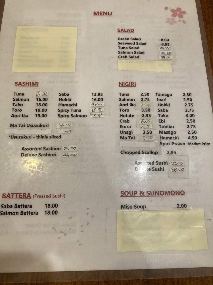Hanako Japanese Restaurant - Surrey, BC menu_pic