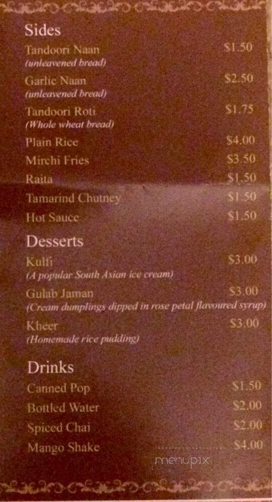 Mirchi Restaurant - Calgary, AB menu_pic