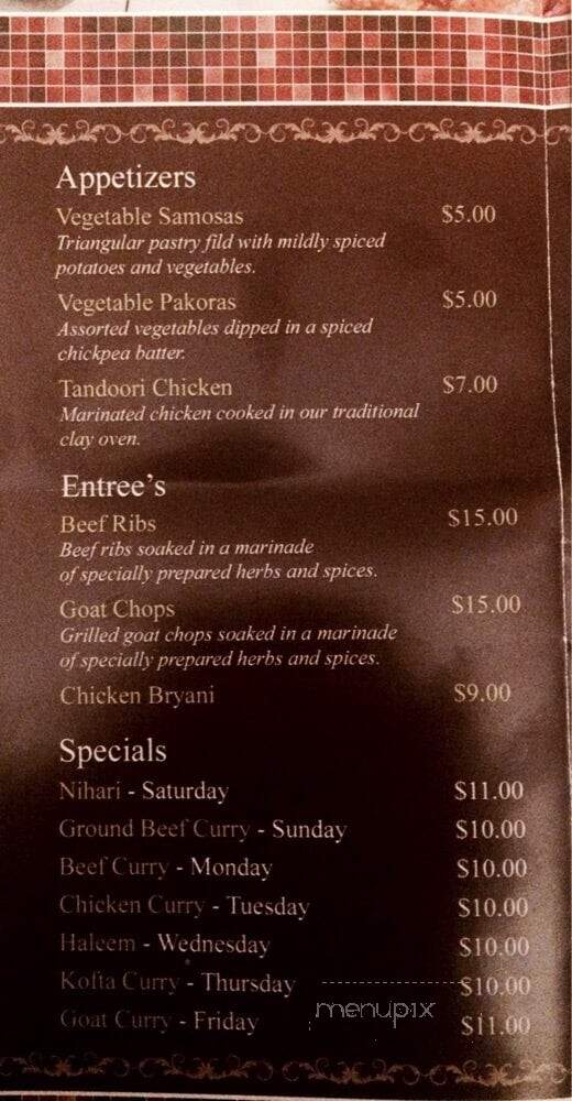 Mirchi Restaurant - Calgary, AB menu_pic