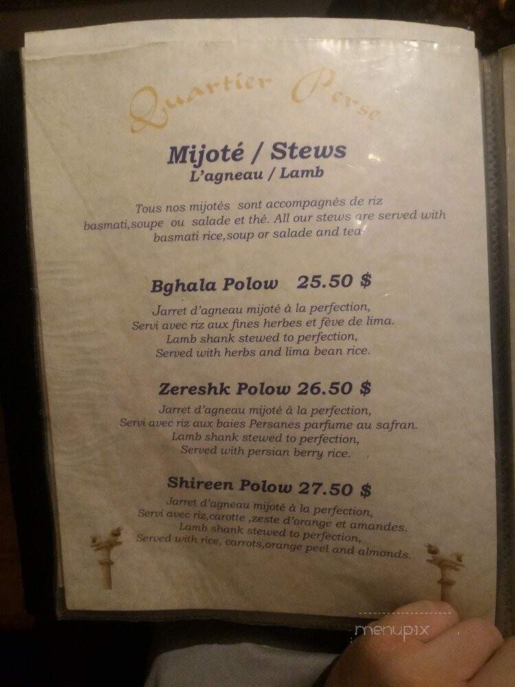 Quartier-Perse - Montreal, QC menu_pic