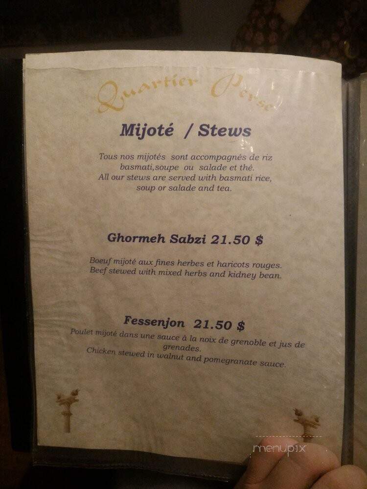 Quartier-Perse - Montreal, QC menu_pic