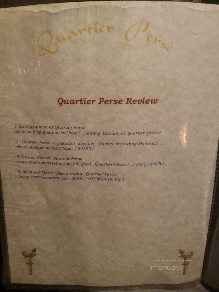 Quartier-Perse - Montreal, QC menu_pic