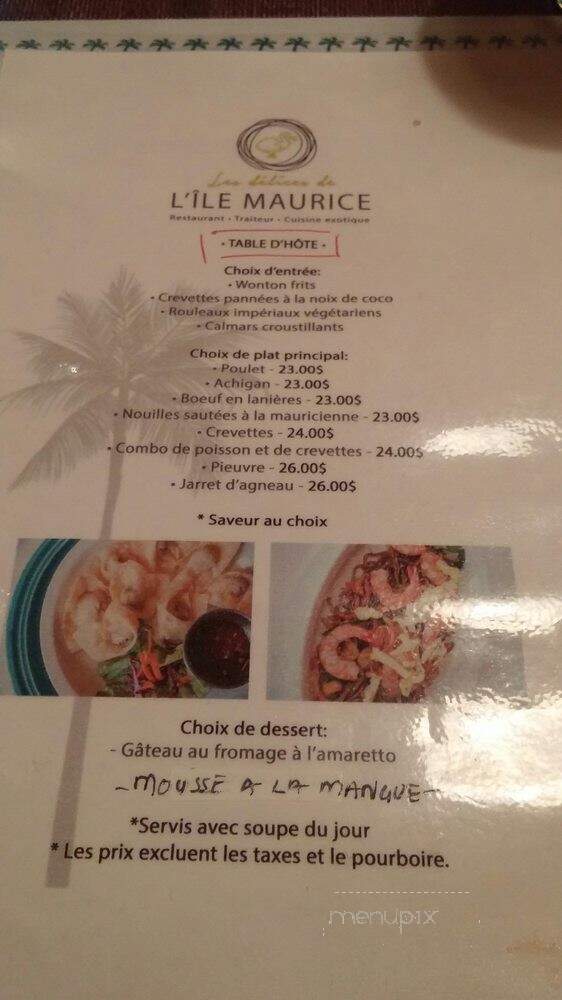 Les Delices De L'Ile Maurice - Montreal, QC menu_pic