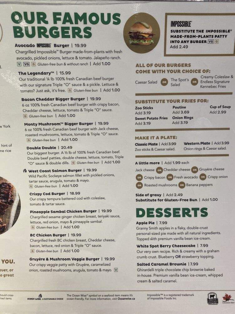White Spot Restaurant - Burnaby, BC menu_pic