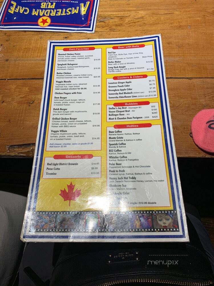 Amsterdam Cafe & Pub - Whistler, BC menu_pic