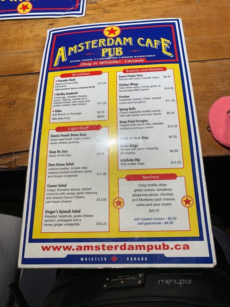 Amsterdam Cafe & Pub - Whistler, BC menu_pic