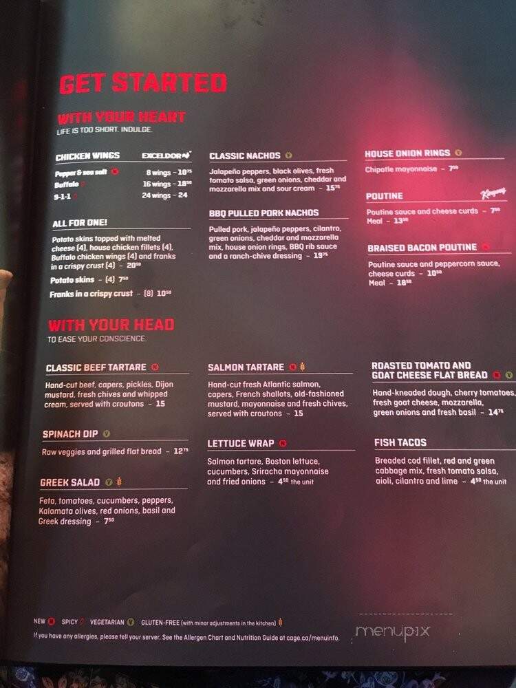Cage aux Sports - Saint-Sauveur, QC menu_pic