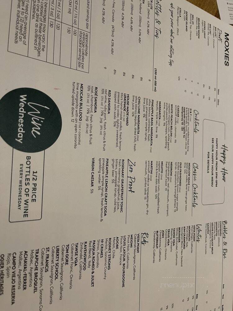 Moxie's Classic Grill - Toronto, ON menu_pic