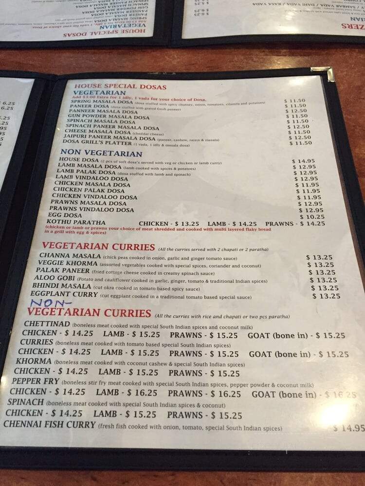 Krishna's Dosa Grill - Surrey, BC menu_pic