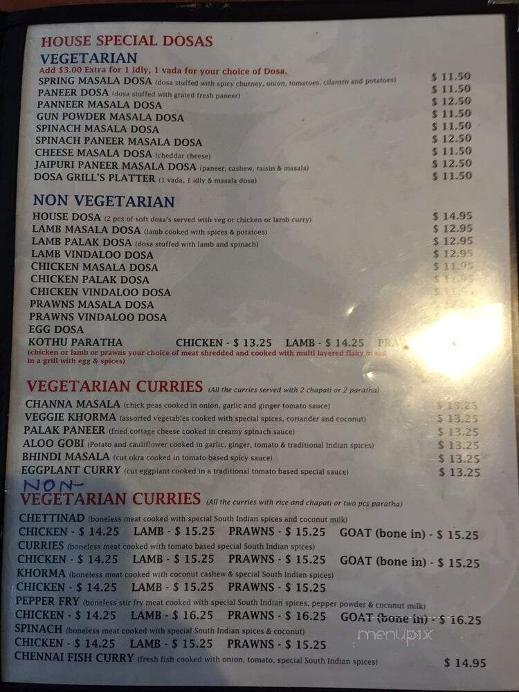 Krishna's Dosa Grill - Surrey, BC menu_pic