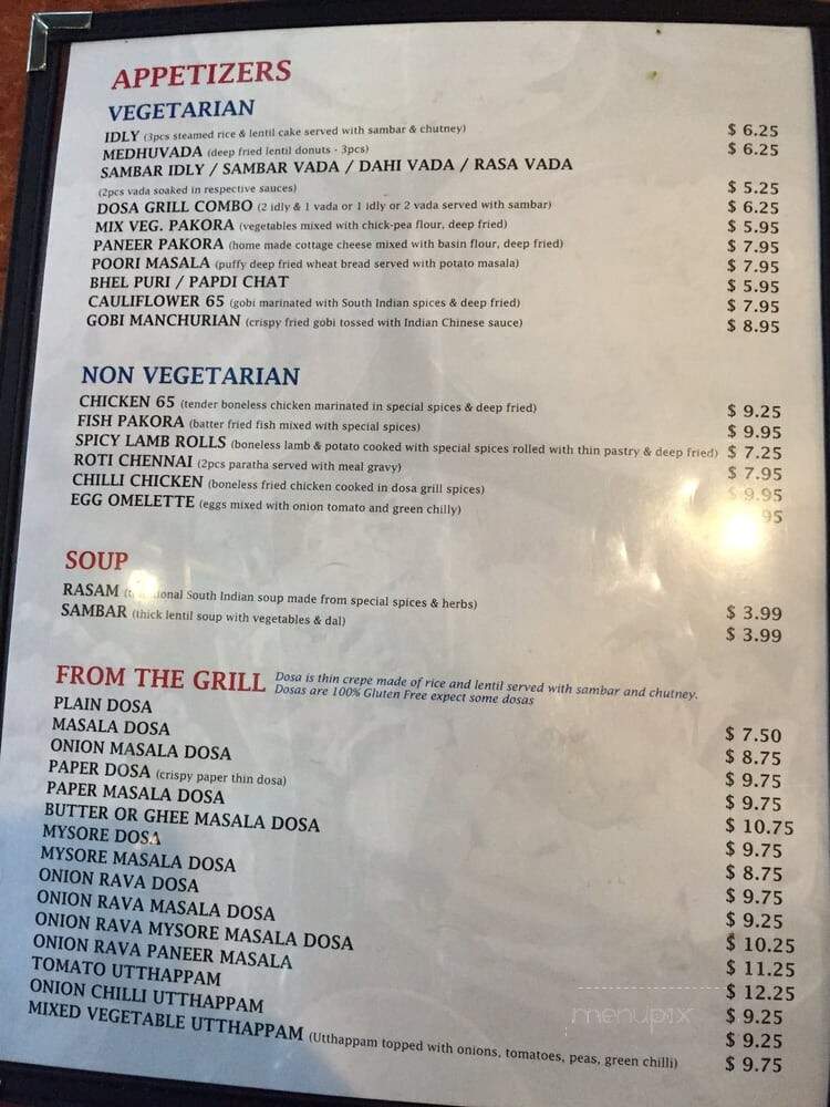 Krishna's Dosa Grill - Surrey, BC menu_pic