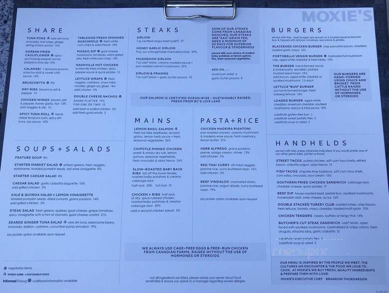 Moxie's Classic Grill - Vancouver, BC menu_pic