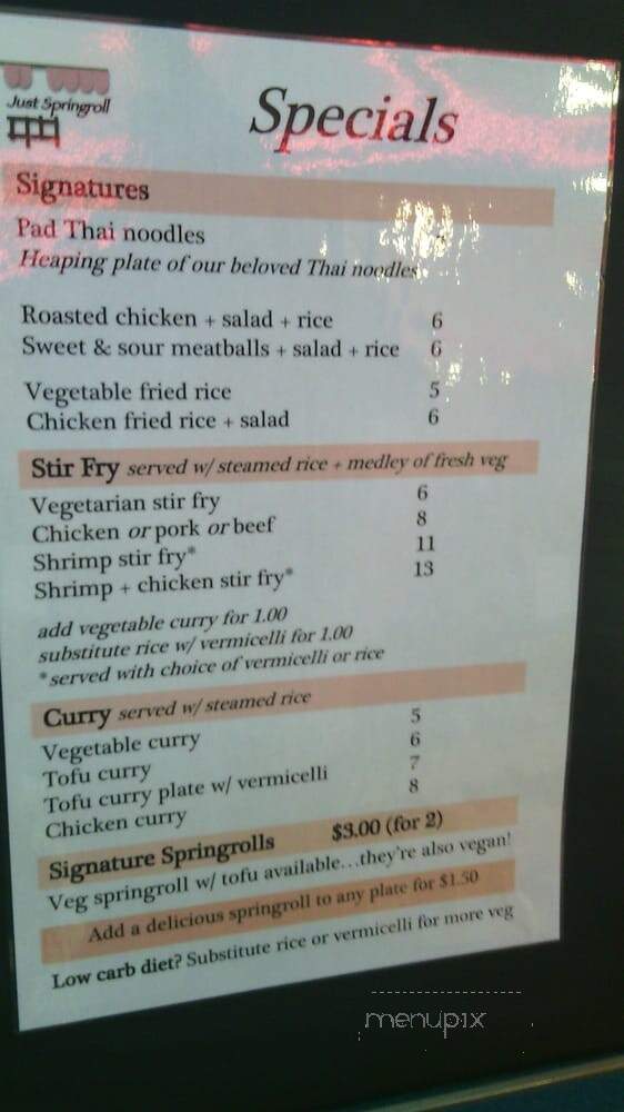 Just Spring Roll - Halifax, NS menu_pic