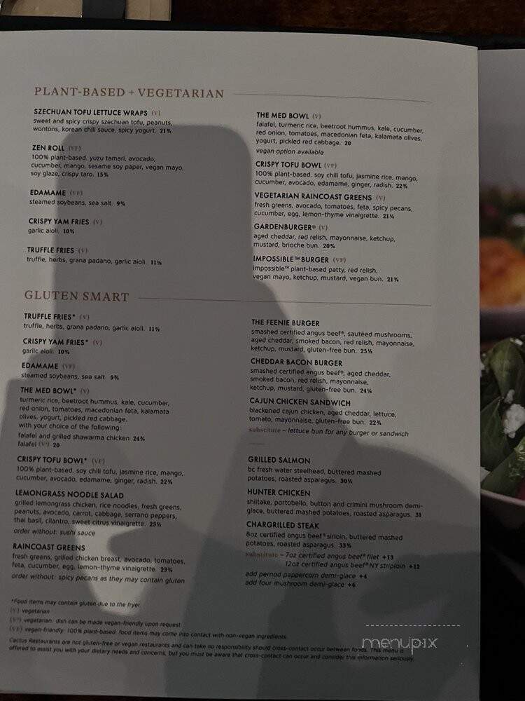 Cactus Club Cafe - Vancouver, BC menu_pic