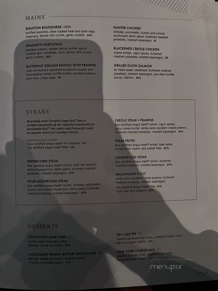 Cactus Club Cafe - Vancouver, BC menu_pic